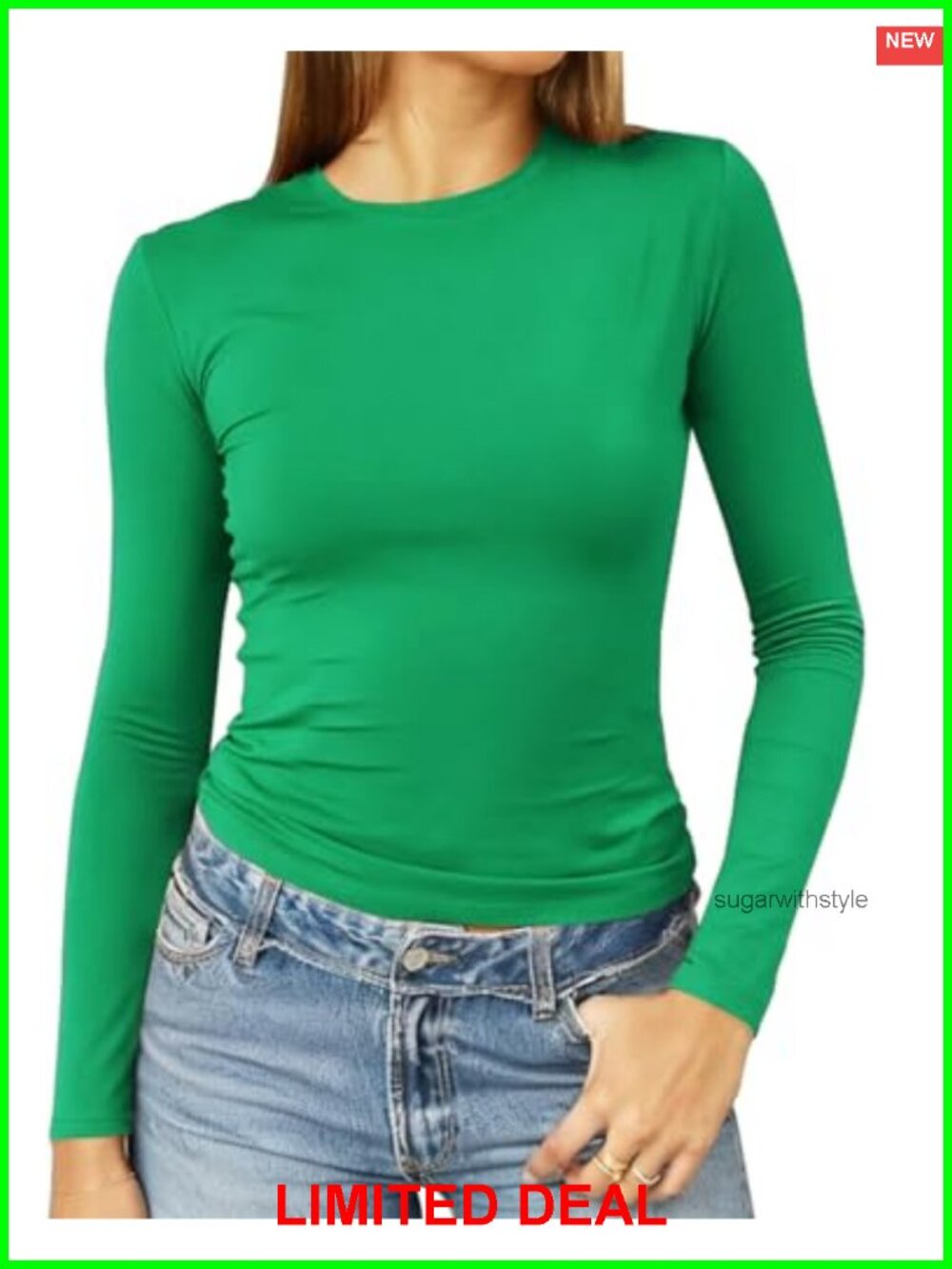 Women's Slim Fit Crewneck Long Sleeve Crop T-Shirt Y2K Basic Tee